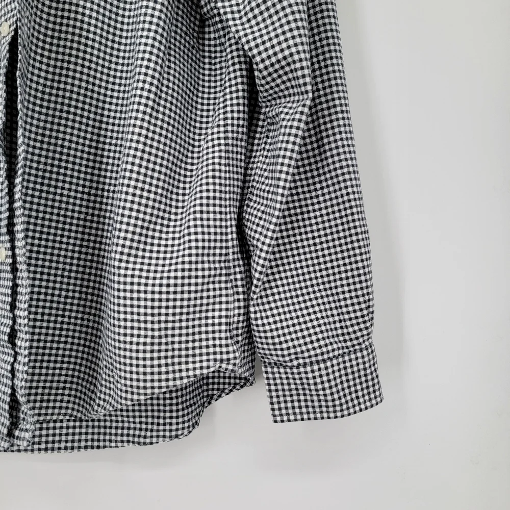 Ralph Lauren Blue Label Shirt Men's XL Black White Gingham Checkered Button Down